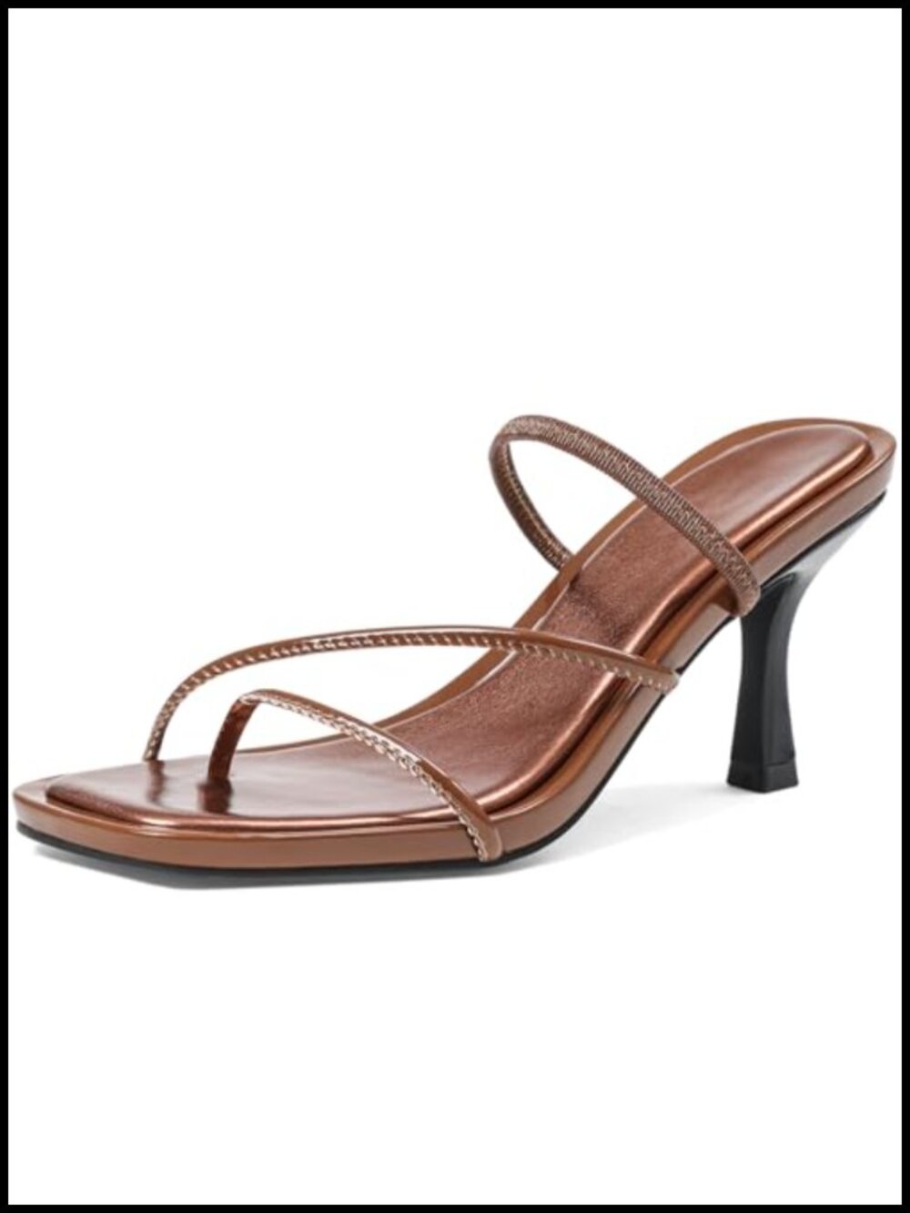 Strappy Kitten Heel Sandals Women Square Toe Flip Flop Heels 3 Inch